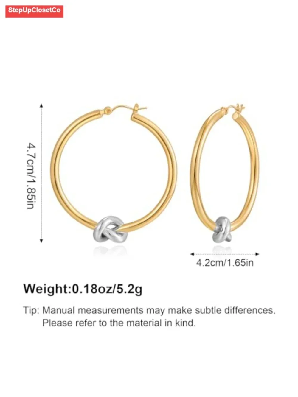 Large Gold Knot Hoop Earrings for Women 18K Gold Hoops Statement Lightweight